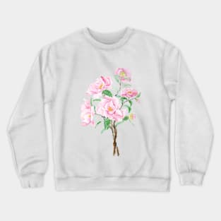 pink camellia  flowers  watercolor painting Crewneck Sweatshirt